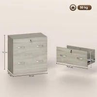Vinsetto Classeur de Bureau avec 2 Tiroirs avec Rails pour Dossiers Suspendus pour A4 Serrure et 2 Clés 74x42x72 cm Naturel(m-3)