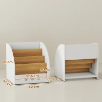 AIYAPLAY Estante Infantil para Brinquedos Organizador de Brinquedos de 4 Níveis com Compartimento Oculto  60x53x60 cm Branco e Madeira(m-3)