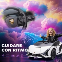 HOMCOM Macchina Elettrica per Bambini 3-5 Anni Lamborghini 12V con Telecomando e Velocità 3-5km/h, Bianco(m-6)