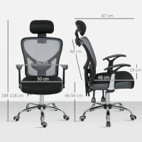 Vinsetto Cadeira de Escritório com Função Reclinável Apoio para a Cabeça e Suporte Lombar 62x67x108-118 cm Cinza Escuro(m-3)