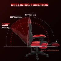 Vinsetto Scaun de Birou Ergonomic și Reclinabil cu Suport pentru Picioare Negru și Roșu(m-6)