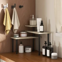 HOMCOM Küchenregal mit 3 Ebenen und 3 Drehbaren Regalen Metallrahmen und Stufendesign für Esszimmer Wohnzimmer Natural(m-4)