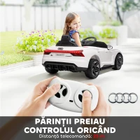 HOMCOM Mașină Electrică pentru Copii cu Motor Dublu, Centură de Siguranță, Telecomandă și Claxon, 103x58x41 cm, Alb(m-5)