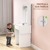 HOMCOM Tocador de Maquilhagem com Luzes LED de Cor Ajustável e Espelho Tocador com Lateral Rebatível Gaveta 45x45x152 cm Branco(m-7)