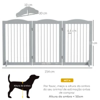 PawHut Barreira de Segurança para Cães Barreira de Segurança para Escadas e Portas Dobrável com Suporte de Pé 154x30x80cm Cinzento(m-3)