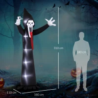 Outsunny 10 FT Grim Reaper Halloween Inflatable with 5 Built-in LED Lights, Blow Up Outdoor Halloween Decoration for Indoor, Outdoor Party(m-3)