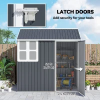 Outsunny 7 x 6ft Galvanised Garden Shed, with Latch - Dark Grey(m-7)