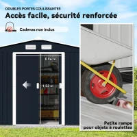 Outsunny Abri de Jardin 4,83 m² Dim. 2,77L x 1,95l x 1,92H m Fondation Incluse Porte coulissante ventilations tôle Acier Gris(m-5)