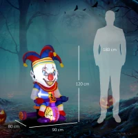 Outsunny 4ft Halloween Inflatable Clown on Bicycle, Blow Up Outdoor Halloween Decoration with 3 Built-in LED Lights for Garden, Party Indoor Outdoor(m-3)