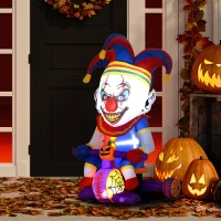 Outsunny 4ft Halloween Inflatable Clown on Bicycle, Blow Up Outdoor Halloween Decoration with 3 Built-in LED Lights for Garden, Party Indoor Outdoor(m-7)