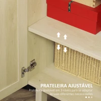 HOMCOM Aparador 3 Portas  Estilo Cannage para Sala de Estar com Prateleiras Ajustáveis para Sala de Jantar Entrada 136x41x70 cm Madeira(m-6)