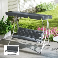 Outsunny 3 Seater Bench Cushion, Garden Chair Cushion with Back and Ties for Indoor and Outdoor Use, 98 x 150 cm, Dark Grey(m-2)