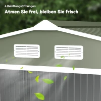 Outsunny Geräteschuppen mit Schiebetüren 2,77 x 1,95 x 1,92cm Metall Hellgrün(m-8)