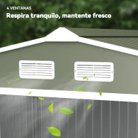 Outsunny Cobertizo de Jardín 4,9 m² 277x195x192 cm con 2 Puertas Corredizas Base Refuerzo (Suelo NO Incluido) Verde Claro(m-8)