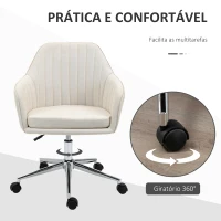 Vinsetto Cadeira de Escritório Cadeira de Secretária com Altura Regulável e Base Giratória para Escritório 61x59x86-96 cm Bege(m-5)