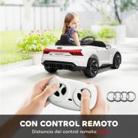 HOMCOM Coche Eléctrico para +3 Años AUDI RS e-tron GT Coche de Batería con Mando a Distancia 103x58x41 cm Blanco(m-5)