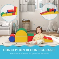 HOMCOM Module motricité bébé 5PCS parcours motricité bébé en mousse EPE pour enfants d'âge préscolaire, multicolore(m-5)
