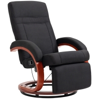 HOMCOM 135° Manual Reclining Swivel Chair, with Footrest - Black