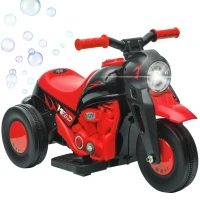 AIYAPLAY Moto électrique enfants 2-5 ans, 3 roues, 6 V, 3 km/h, avec fonction de bulles, effets lumineux et sonores, rouge(m-11)