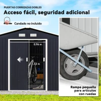 Outsunny Cobertizo de Jardín 8,3 m² 277x322x192 cm con 2 Puertas Corredizas Base Refuerzo (Suelo NO Incluido) Gris(m-5)