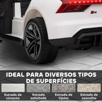 HOMCOM Carro Elétrico AUDI RS E-Tron GT 12V com 2 Motores Controlo Remoto Faróis LED Buzina Música USB 3-5km/h 103x58x41cm Branco(m-9)