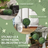 HOMCOM Lot de 2 boules topiaires artificielles, fausses plantes décoratives résistantes aux UV, Ø 42 cm, violet et vert(m-6)