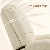 HOMCOM Poltrona de Massagem Poltrona Relax Reclinável com 8 Pontos de Massagem Controlo Remoto Estofada em PU 94x99x99 cm Creme(m-6)