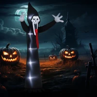 Outsunny 10 FT Grim Reaper Halloween Inflatable with 5 Built-in LED Lights, Blow Up Outdoor Halloween Decoration for Indoor, Outdoor Party(m-6)