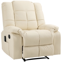 HOMCOM Poltrona de Massagem Poltrona Relax Reclinável com 8 Pontos de Massagem Controlo Remoto Estofada em PU 94x99x99 cm Creme