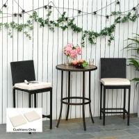 Outsunny Set of 2 Garden Chair Cushions with Ties, 45 x 45 cm Replacement Cushions for Outdoor Furniture, Cream White(m-2)