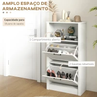 HOMCOM Sapateira Estreita com Prateleiras Ajustáveis e Compartimento Aberto para 10 Pares de Sapatos 58x24x105 cm Branco(m-4)