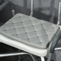 HOMCOM Silla Ducha Personas Mayores con Respaldo Reposabrazos Altura Ajustable Cojín Acolchado Extraíble Carga 136 kg Gris(m-9)
