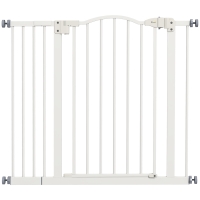PawHut Barrera de Seguridad para Perros 74-94 cm con Extensión Montaje a Presión Doble Bloqueo para Puerta Escalera Blanco
