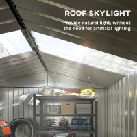 Outsunny Șopron pentru Unelte cu Acoperiș Înclinat și Uși Glisante Duble, 277x195x192 cm, Verde Închis(m-4)