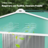 Outsunny Casetta Porta Attrezzi in Acciaio con Tetto Inclinato e 2 Porte Scorrevoli, 277x195x192 cm, Verde Scuro(m-9)