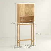 HOMCOM WC-Über-Toilettenmöbel mit Doppeltürenschrank und Regalen 66 x 25 x 168 cm, Eiche(m-3)