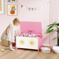 AIYAPLAY Spielzeugkiste 53L Kinderspielzeugtruhe mit klappbarem Deckel und Gasdruckfeder für Spielzimmer Rosa(m-2)