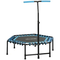 SPORTNOW 45" Rebounder Trampoline for Adults, Quiet Bungee Rebounder with LED Lights and Adjustable Handle, Blue(m-1)