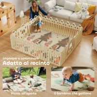 AIYAPLAY Tappeto per Bambini 0-6 Anni a Tema Foresta con Superficie Impermeabile in XPE Multicolore, 196x176x1.5 cm(m-8)