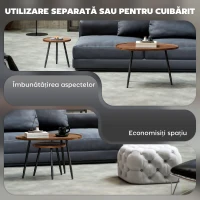HOMCOM Set de 2 Măsuțe de Cafea Suprapunabile din Lemn și Metal(m-4)