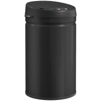 HOMCOM Cubo de Basura Cocina Automático 30 L Sensor Infrarrojo Cierre Automático Antihuellas Acero Inoxidable Negro(m-10)