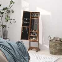 HOMCOM Freestanding Mirrored Jewellery Storage Cabinet - Wood-Effect(m-9)