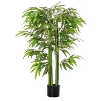 HOMCOM Plante artificielle bambou arbre artificiel 140 cm avec pot, fausse plante vert décoration d'intérieur(m-12)
