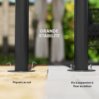 Outsunny Tonnelle de jardin avec toit polycarbonate 4 parois latérales anti-UV moustiquaires 3,6 x 3 m(m-7)