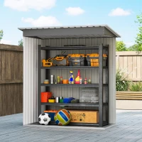 Outsunny Abrigo de Jardim Exterior 1,5 m² 163x89x182 cm Abrigo Metálico para Ferramentas com Porta de Correr e Teto Inclinado Verde(m-7)