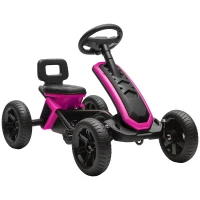 AIYAPLAY Kart à Pédales avec Roues Antidérapantes en EVA Cadre Métallique Charge 30 kg pour Enfants de 2 à 5 Ans Rose(m-7)