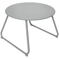 Outsunny Table basse de jardin ronde, table d'appoint extérieur, Ø60 cm, patins antidérapants réglables, métal époxy, gris(m-10)