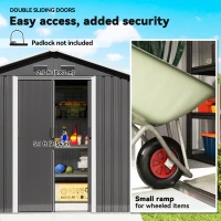 Outsunny 6.5x3.5ft Metal Garden Storage Shed for Outdoor Tool Storage with Double Sliding Doors and 4 Vents, Dark Grey(m-5)