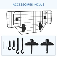 PawHut Grille de protection universelle pour chien barrière de sécurité de voiture pour chiens largeur ajustable 90-120 cm noir(m-6)