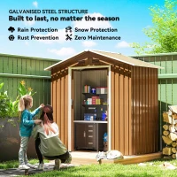 Outsunny 6.5 x 3.5ft Metal Garden Storage Shed - Brown Wood Effect(m-4)